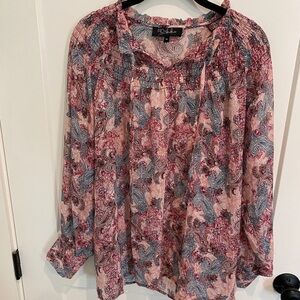 Gorgeous RD Kokio Sheer Pink Blouse Top Sz XL